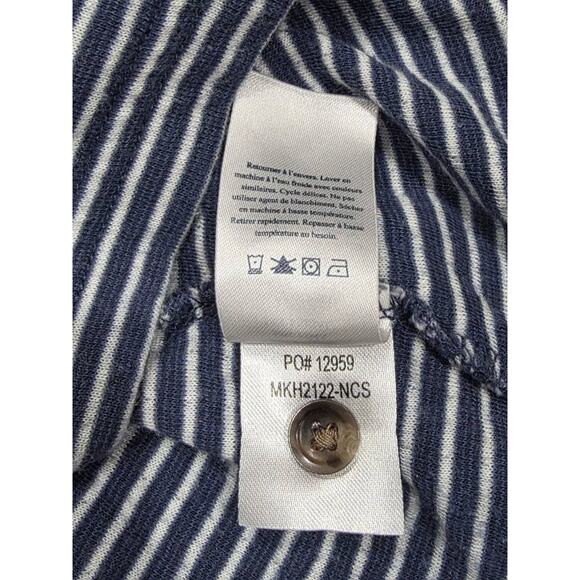 FAHERTY Luxembourg Pima Long Sleeve Polo Shirt Navy Cream Stripe L A003339 - Picture 9 of 10